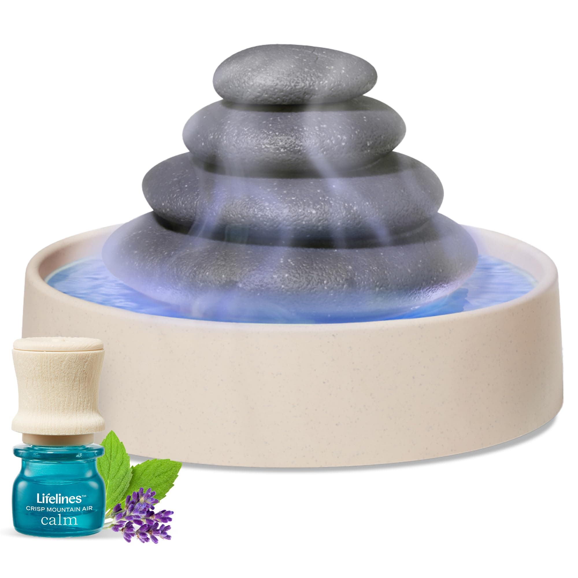 Lifelines Stacking Stones Diffuser - Featuring Mesmerizing Mist & Beautiful Aromas - Calming Sensory Oasis - 100% Pure Essential Oils & Sustainably Sources Botanicals - Natural - 3ML