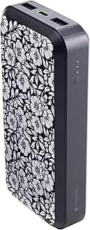 Mophie powerstation prime20 - Ultra-Compact Portable Power Bank with 20,000mAh Internal Battery, 18W USB-C PD Fast Charging, 3-Device Simultaneous Charging, White Floral