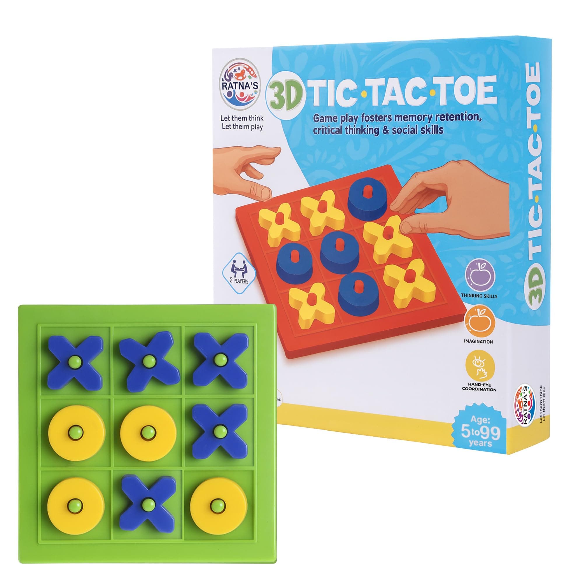 3D Tic Tac Toe Classic Mind Challenging Cross & Zero Family Board Game for Kids & Adults