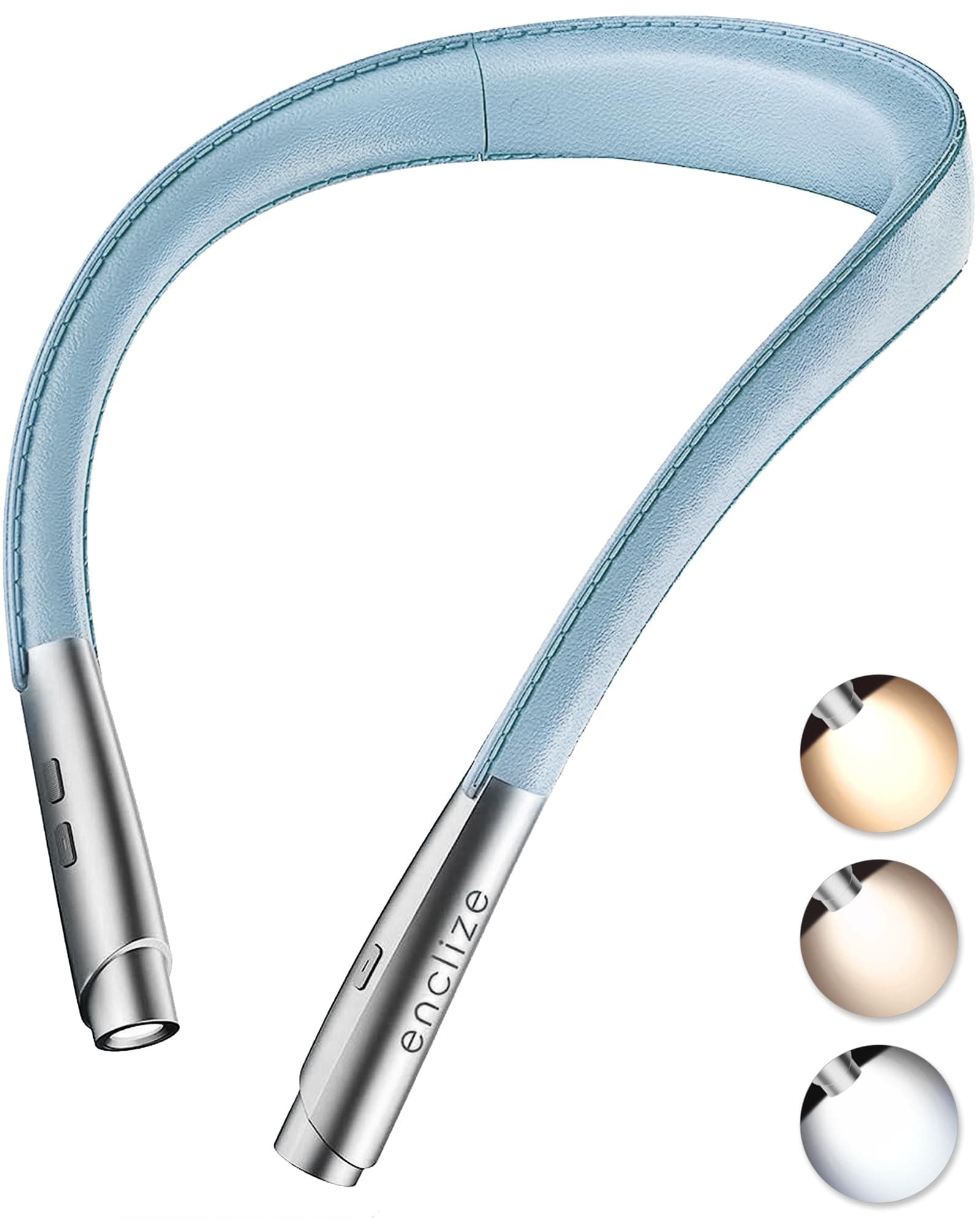 enclizeLED Neck Reading Light, Reading Light for Book in Bed, Hands Free, 3 Brightness Levels, Lightweight Comfortable Design, Long Lasting, Perfect for Knitting,Crafting,Camping, Blue