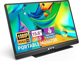 KYY Portable Monitor Latest 15.6'' FHD 1080P USB-C HDMI Laptop Monitor w/Smart Cover Bag & Dual Speakers, External HDR Computer Screen, Travel Gaming Monitor for PC MAC Phone Xbox PS4/5 Switch