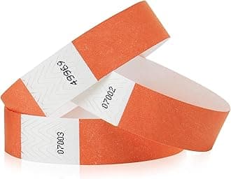 200 WristCo Coral Red Tyvek Wristbands for Events - Comfortable Tear Resistant Paper Bracelets ID Wrist Bands for Concerts Festivals Admission Party Identification