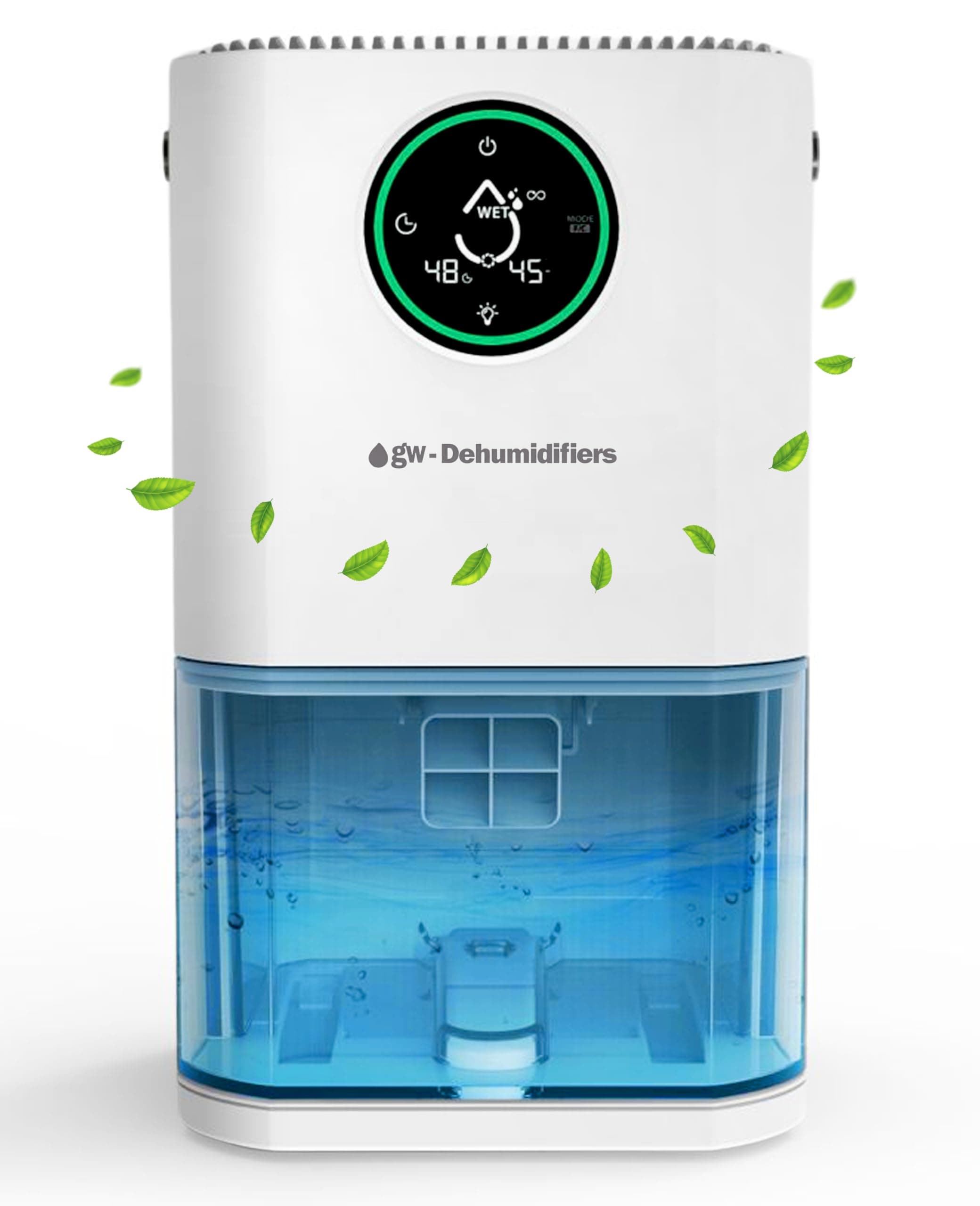 2000ml Gw-Dehumidifiers LED for Home Damp - Quiet Mode & 7 Timers - Electric Dual Peltier Device for High Performance -Portable & Auto TurnOff -Quiet Dehumidifier for Bedroom, Bathroom RV-, white