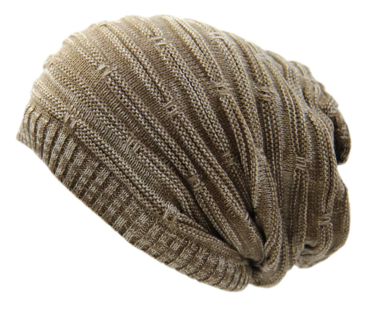Rasta Stretch Long Beanie Hats (Khaki Multi)