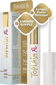 Toplash XL Lash and Brow Booster, Growth Serum with Eyelash and Eyebrow Enhancer, Promotes Stronger, Thicker, Healthier Lashes with Botanicals and Peptides
