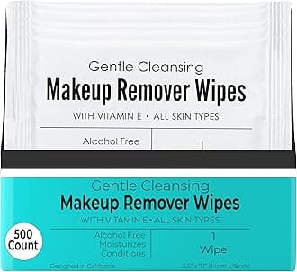 World Amenities - Makeup Remover Wipes - Alcohol Free - Vitamin E Face Wipes for Sensitive Skin Comfort - Individually Wrapped - Travel Friendly Facial Cleansing Wipes - 500 Count