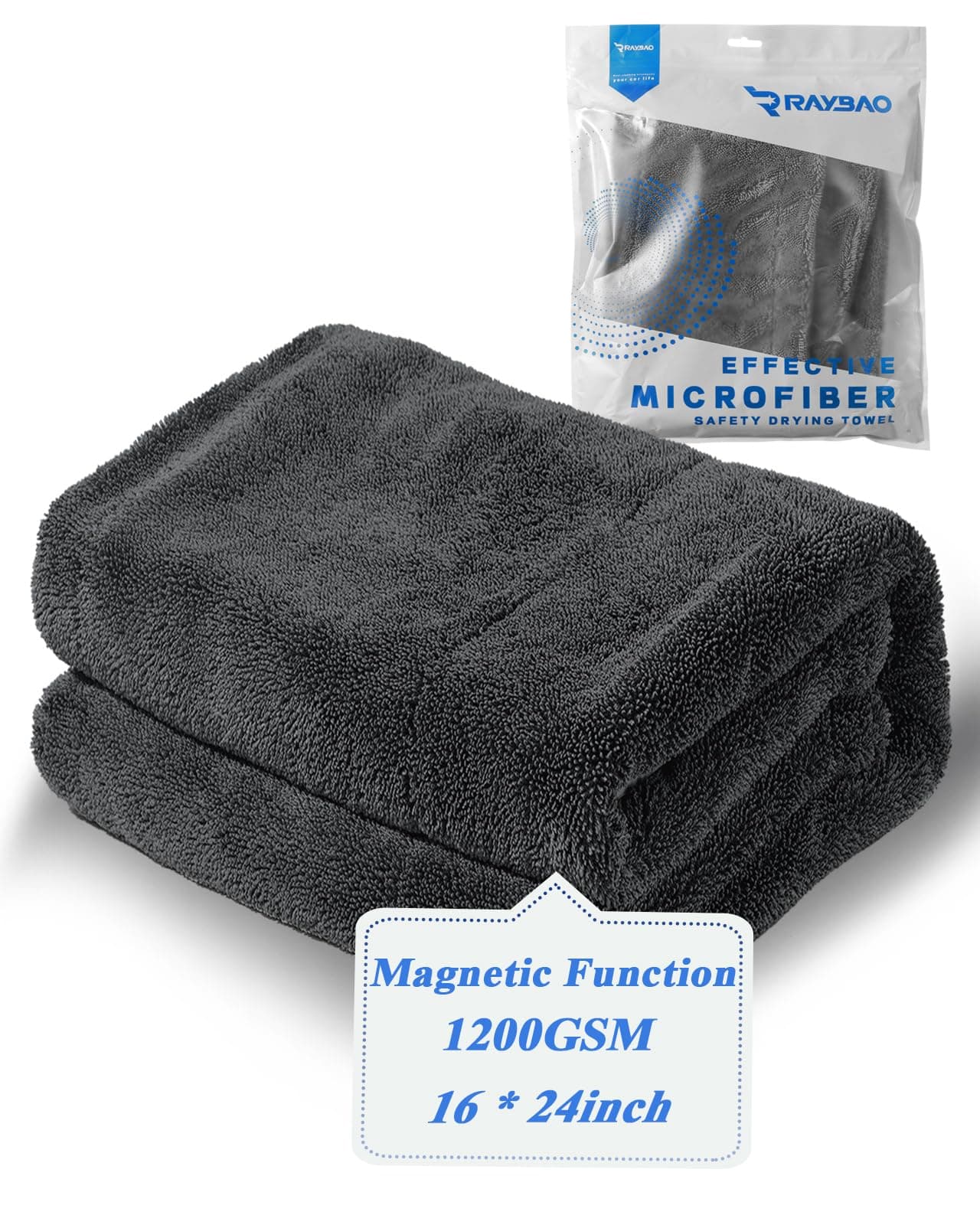 Exterior Car Care Microfiber Cloths, Twisted-Loop Drying Towel Large Premium1200GSM, (16*24inch), Super Absorbent, Edgeless Design, Car Accessories, Bath Towels, Microfiber Cleaning Cloth, Grey