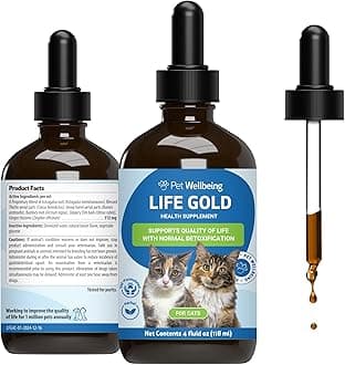 Pet Wellbeing Life Gold for Cats - Supports Detoxification, Immune System Health, Antioxidants - Vet-Formulated Herbal Supplement – 4 oz (118 ml)