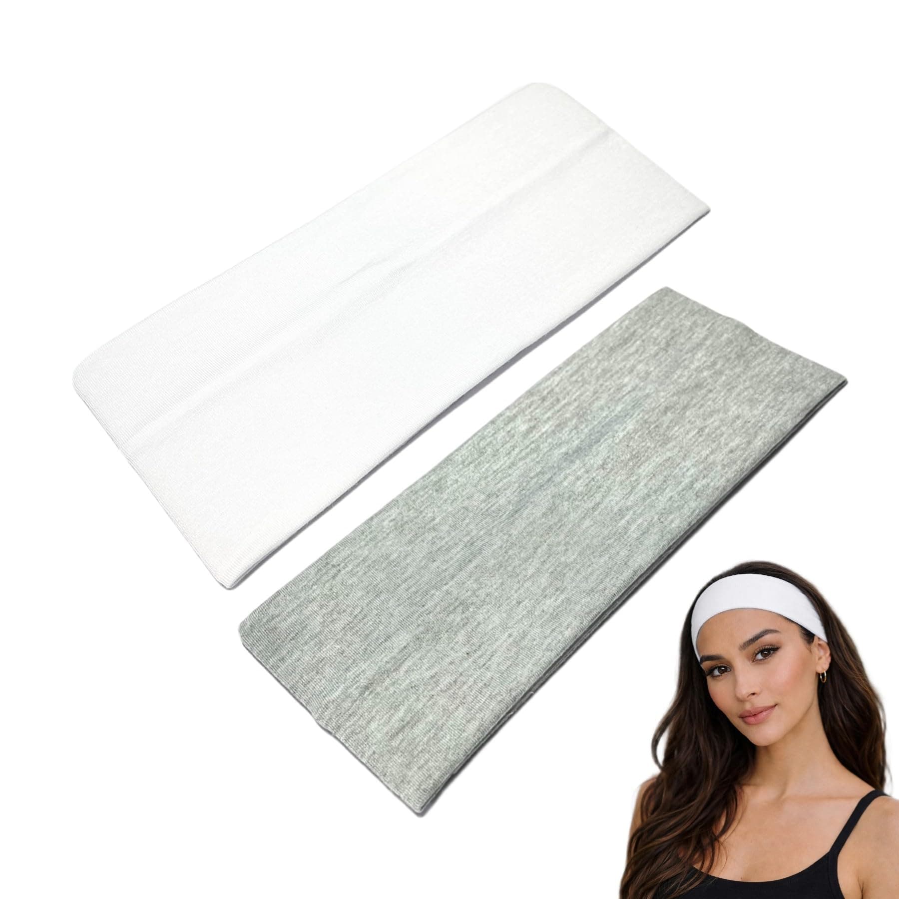 WESTEND CHOICE 9cm Wide Headbands 2 Pack Soft Head Band Plain Stretchy Unisex Kylie headband Bandeau Headbands for Women & Men Gym Yoga Hair Band (Mixed set 6)
