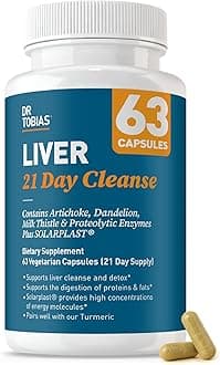 Dr. Tobias Liver 21 Day Cleanse - Herbal Liver Detox Cleanse with Milk Thistle Dandelion Root & Artichoke Extract | Supports Liver Health & Digestion (63 Vegetarian Capsules (Pack of 1))