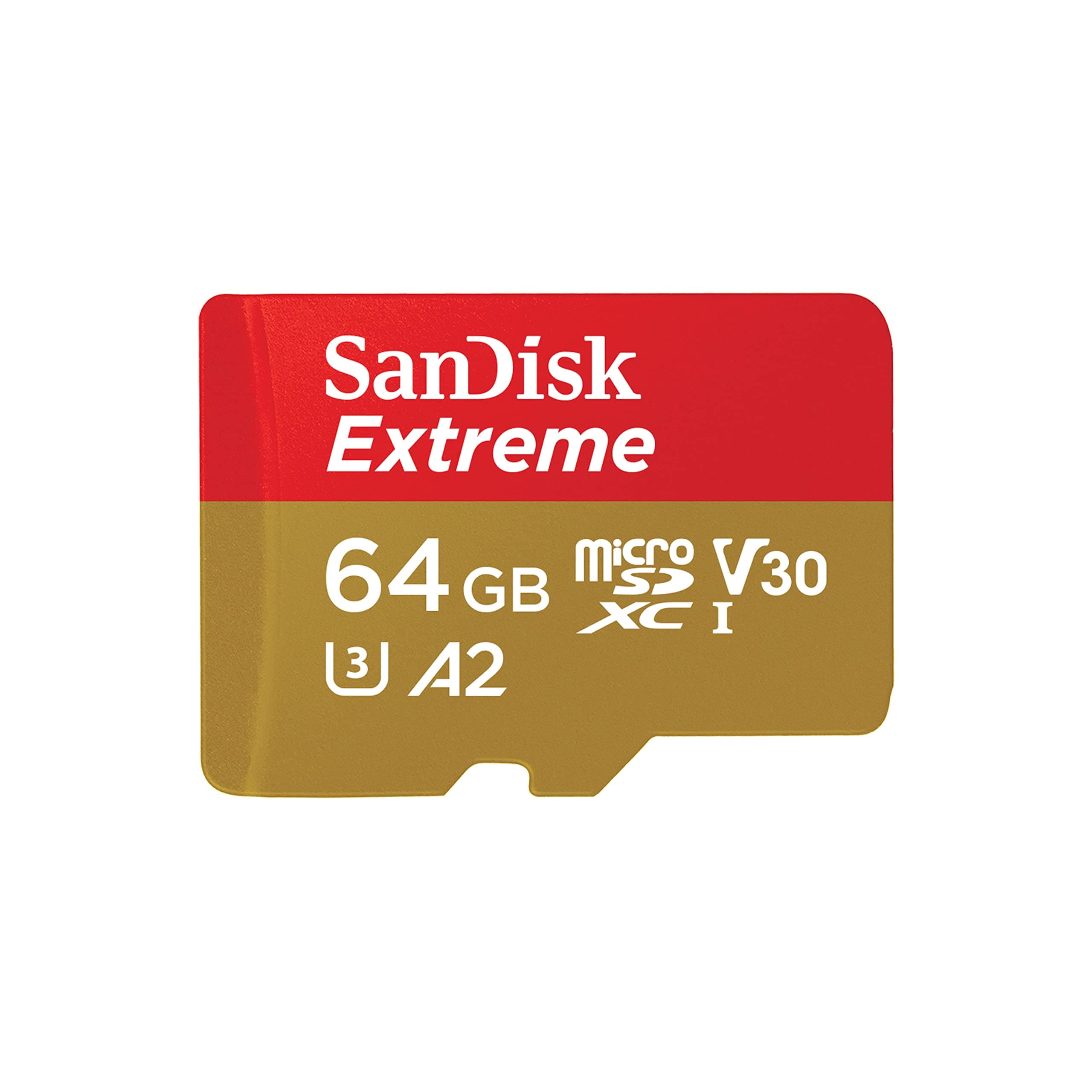 SanDisk 64GB Extreme microSDXC card +SD adapter, microSD card for smartphones, action cameras, drones, V30, up to 170 MB/s, SanDisk QuickFlow Technology, RescuePro Deluxe, UHS-I, 4k, V30, A2, C10, U3