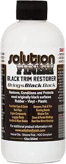 Solution Finish - Black Plastic & Vinyl Trim Restorer - Use for Car and Truck Detailing, No Wet Look, Instantly Revives Color to Trim, Bumpers, Mud Flaps, Etc., Black (12 oz)