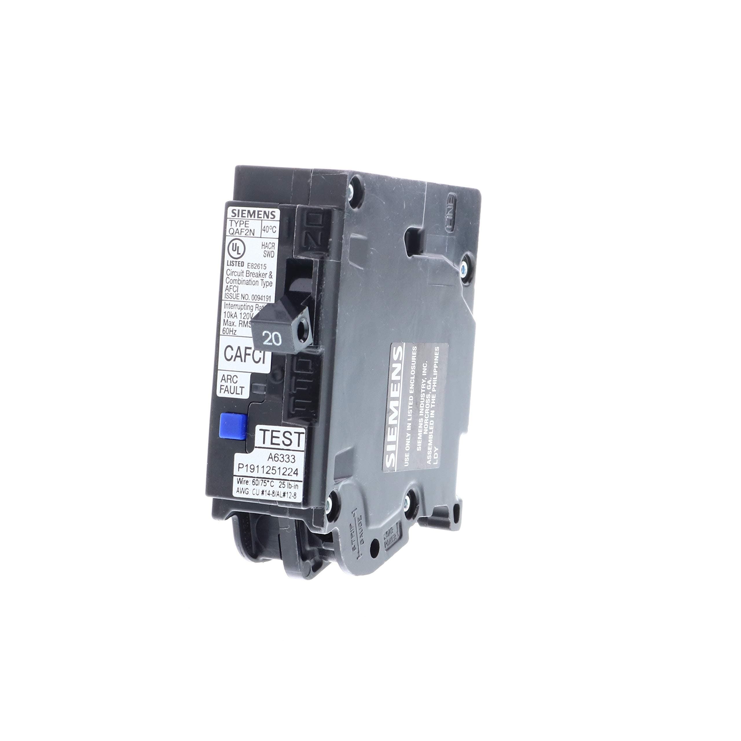 SIEMENS 20 Amp 1-Pole Combination Type AFCI Plug-On Neutral Circuit Breaker