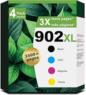 902XL Ink Cartridges Combo Pack Compatible for HP 902 XL Fit for OfficeJet 6978 6968 6958 6970 6960 6975 6962 6950 6954 6951 6956 6961 6963 6964 Printers HP902 HP902XL Black Cyan Magenta Yellow