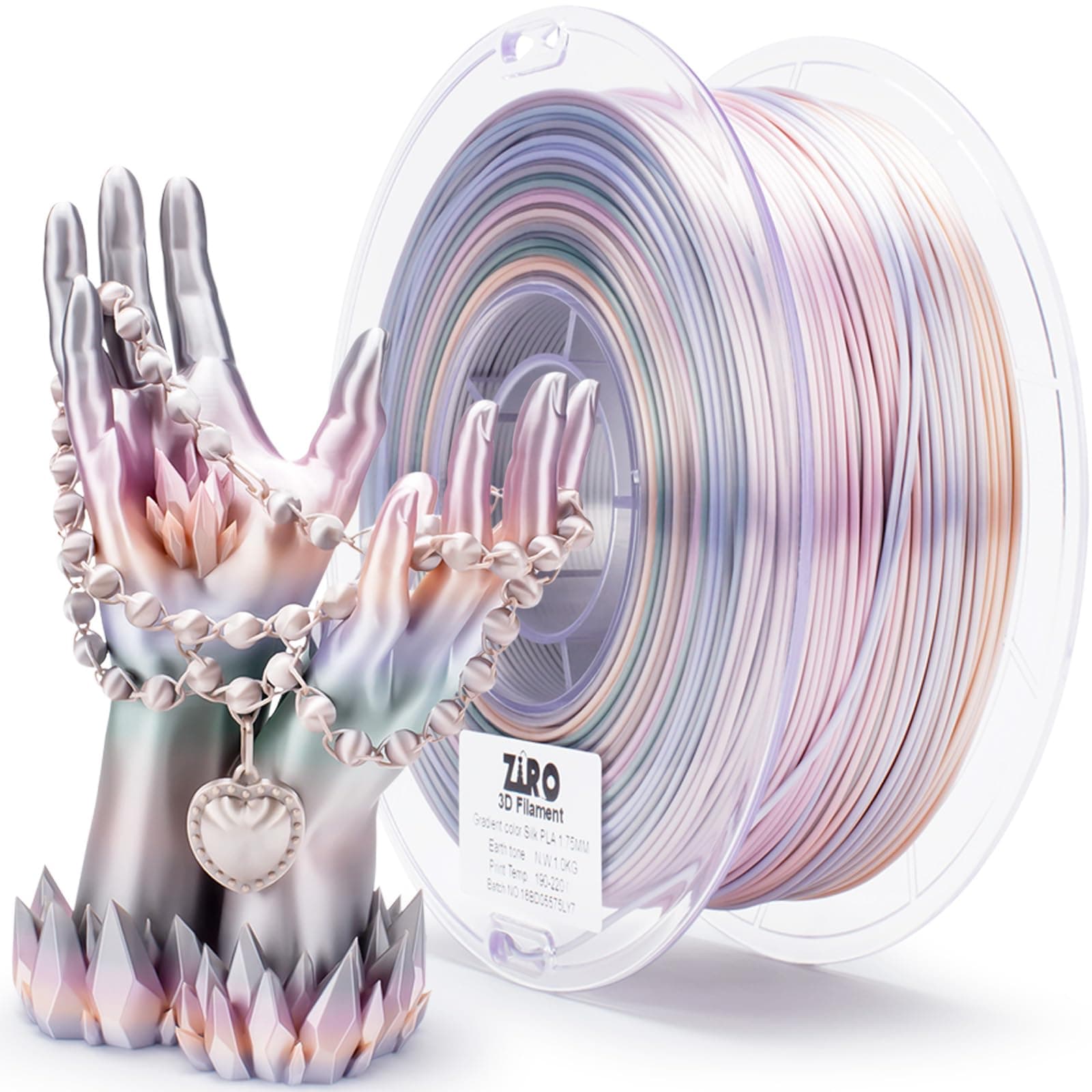 ZIRO 3D Printer Filament, Shiny Silk PLA Fast Gradient Color Change, Fit Most 3D Printers, Dimensional Accuracy +/-0.03mm, 1KG/2.2lb Spool, Earth Tone