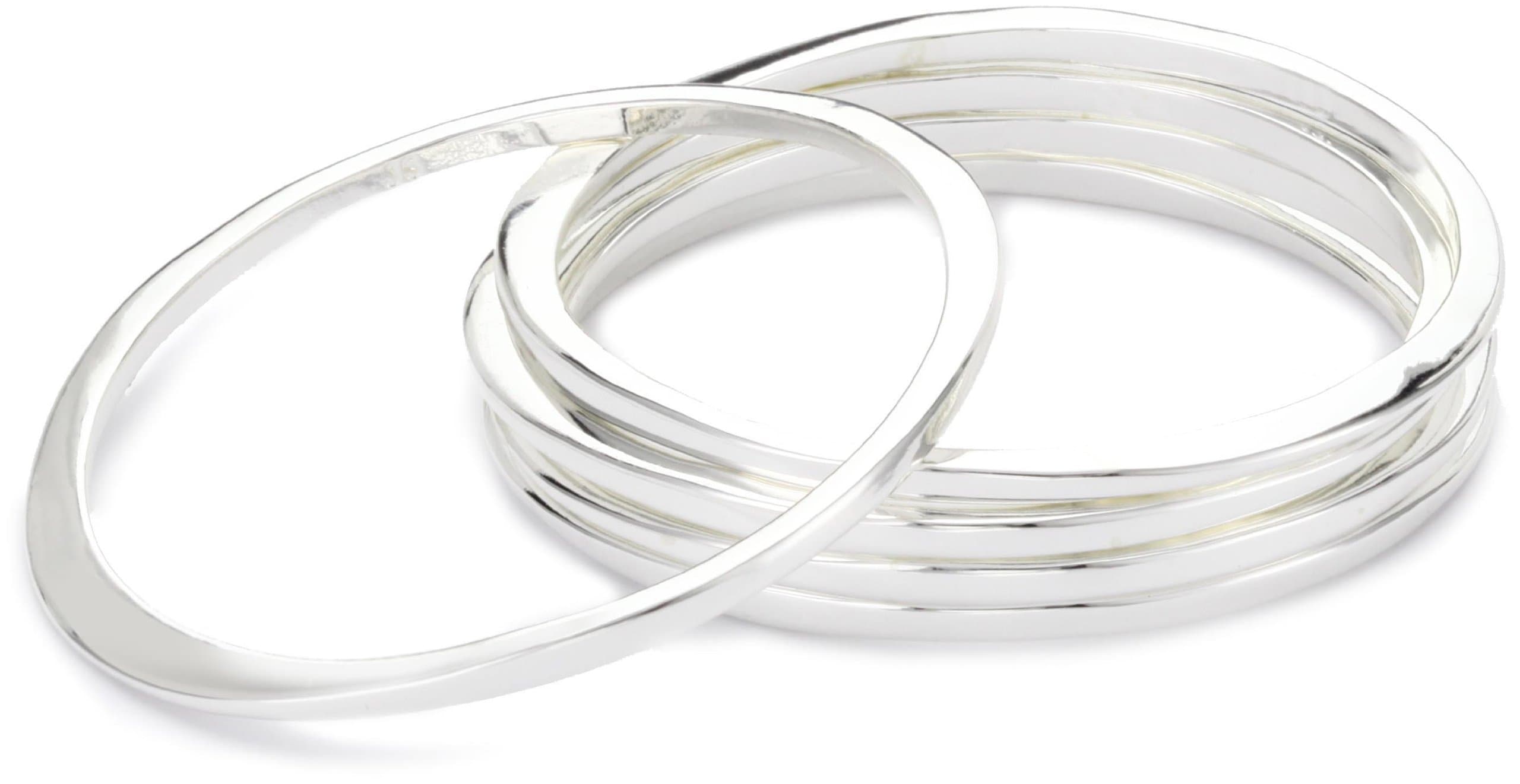 Jules Smith "Surf" Sterling Silver-Plated Bangle Bracelet Set, 9"