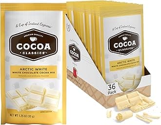 Cocoa Classics Arctic White Cocoa Mix, Hot Chocolate, Made with Nonfat Milk, Just Add Hot Water, Make Hot or Iced Cocoa, Gluten Free, 1.25oz Packets (Pack of 36)