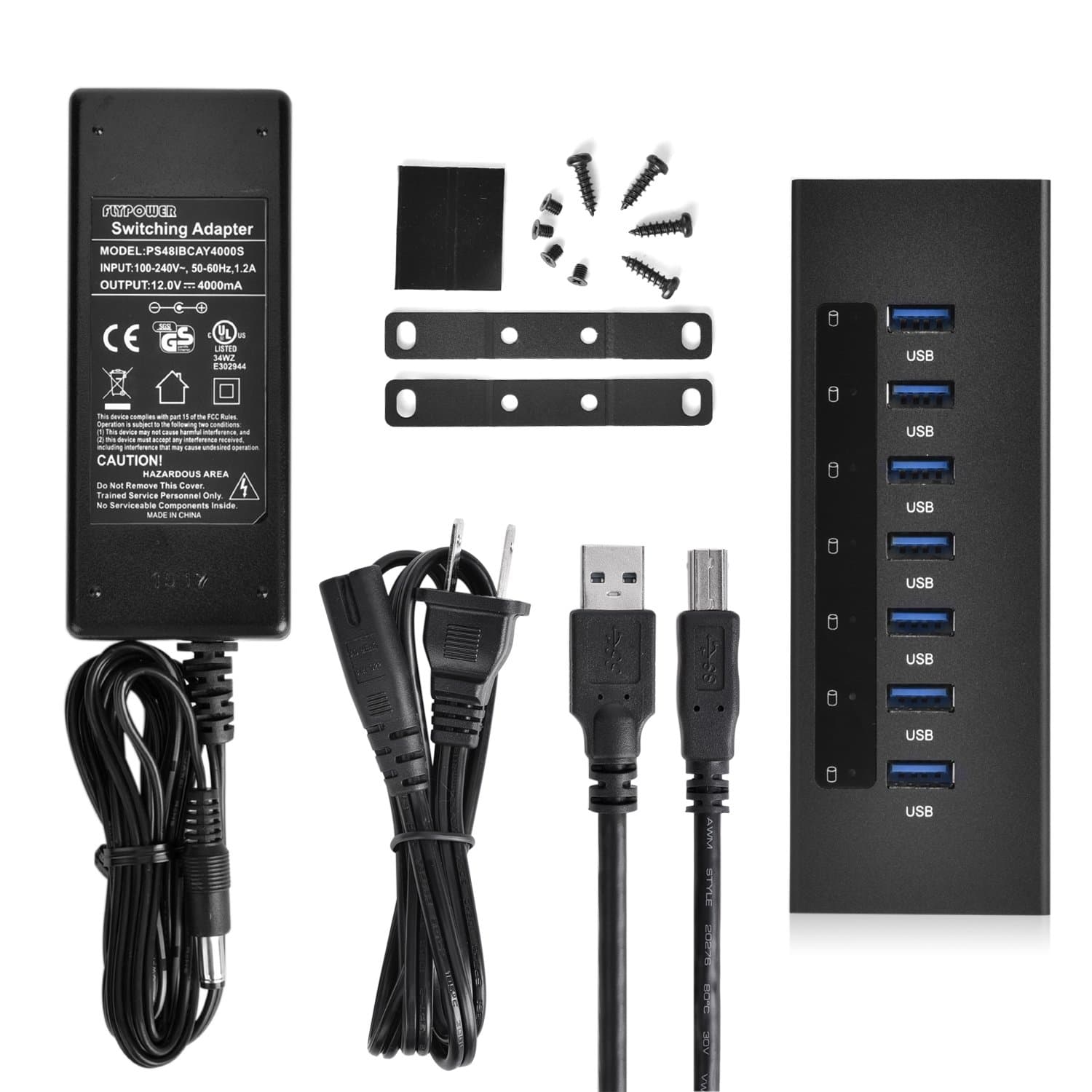 9 Port (7 Data 2 Charge) 48W Powered Aluminum USB 3.1 Gen 1 Hub with FireCharge Technology