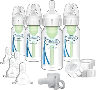 Dr. Brown'sOptions+ Slow Flow Preemie and Newborn Anti-Colic Bottle Set with 4oz Bottles and HappyPaci