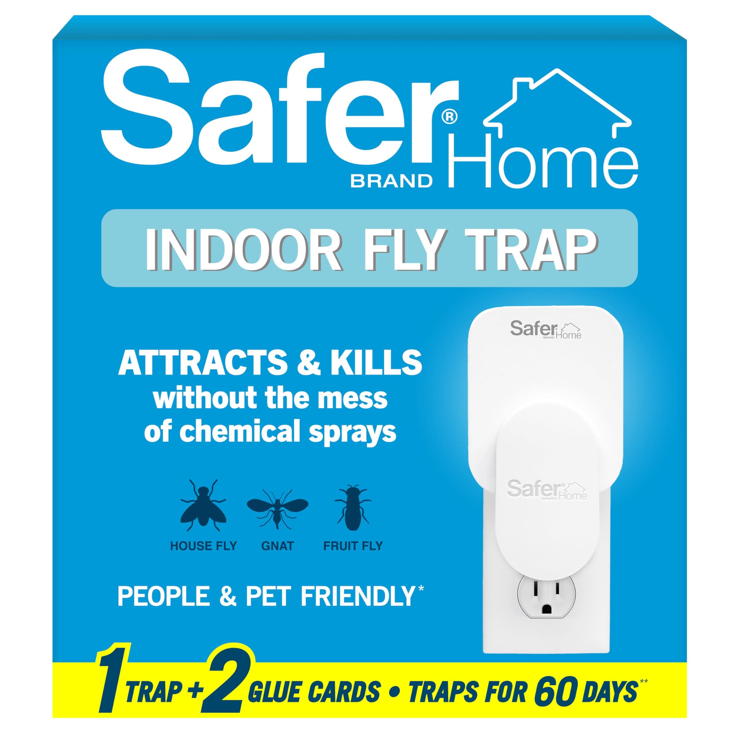 Home Indoor Plug-In Fly Trap - SH502 - Effective Fruit Fly Traps for Indoors, Gnat Traps for House Indoor, 400 Sq Ft Protection - Style: 1 Device + 2 Glue Cards