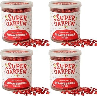 Super Garden Freeze Dried Strawberries 4 Pack | Crunchy Flavorful Pieces for Cereal, Yogurt, & Baking | Freeze Dried Fruit Strawberry No Sugar Added | Gift Set - Healthy Snack for Kids and Adults | Space and Astronaut Food | 4x1.13 oz