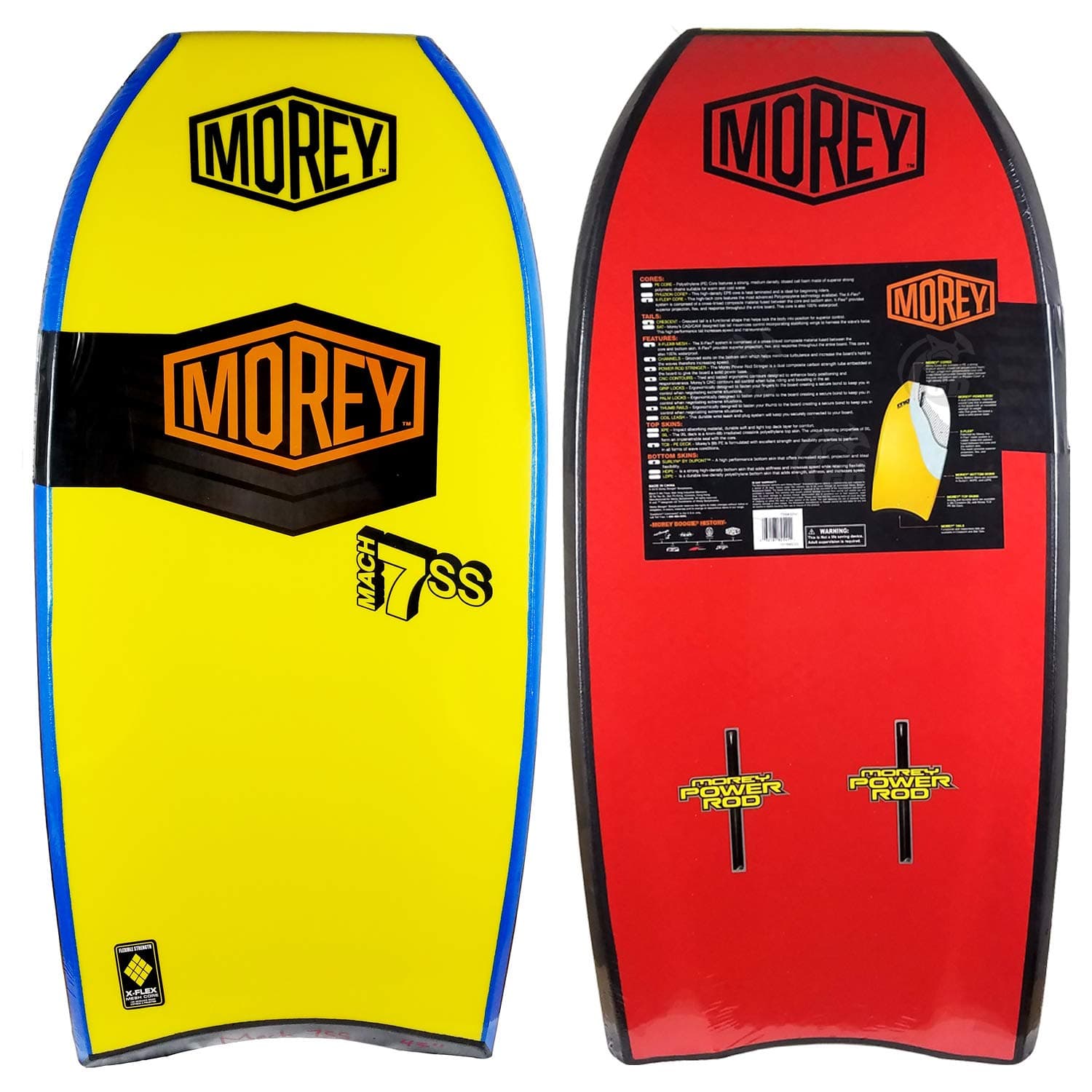 Morey Bodyboards Mach 7SS Polyproplene (PP) 1 Stringer Crescent Tail Body Board
