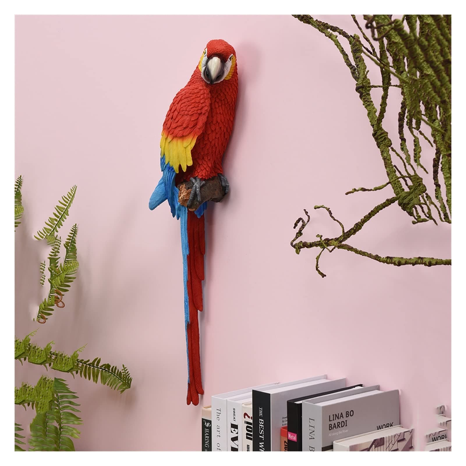Home Metal Wall Decor, Simulation Parrot Wall Decoration 3D Three-Dimensional Wall Hanging Decor, Creative Wall Pendant Bar KTV Bird Statue Gift for Living Room Bedroom Background