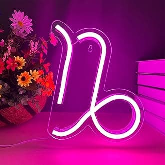 The Zodiac Horoscope Neon Sign, Capricorn LED Neon Signs for Wall Decor, Astrology Zodiac Horoscope Neon Lights Beautiful Spiritual, Birthday Party, Home Kids Room Decor Capricorn