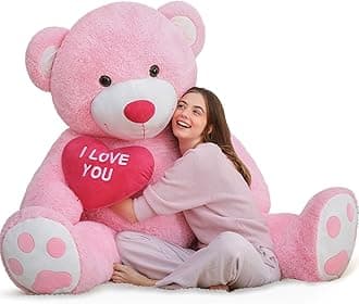 - Giant Teddy Bear 5ft - I Love You Red Heart Big Pink Stuffed Animal - Jumbo Valentines Teddy for Girlfriend, Boyfriend, Wife, Lover - Anniversary, Birthday