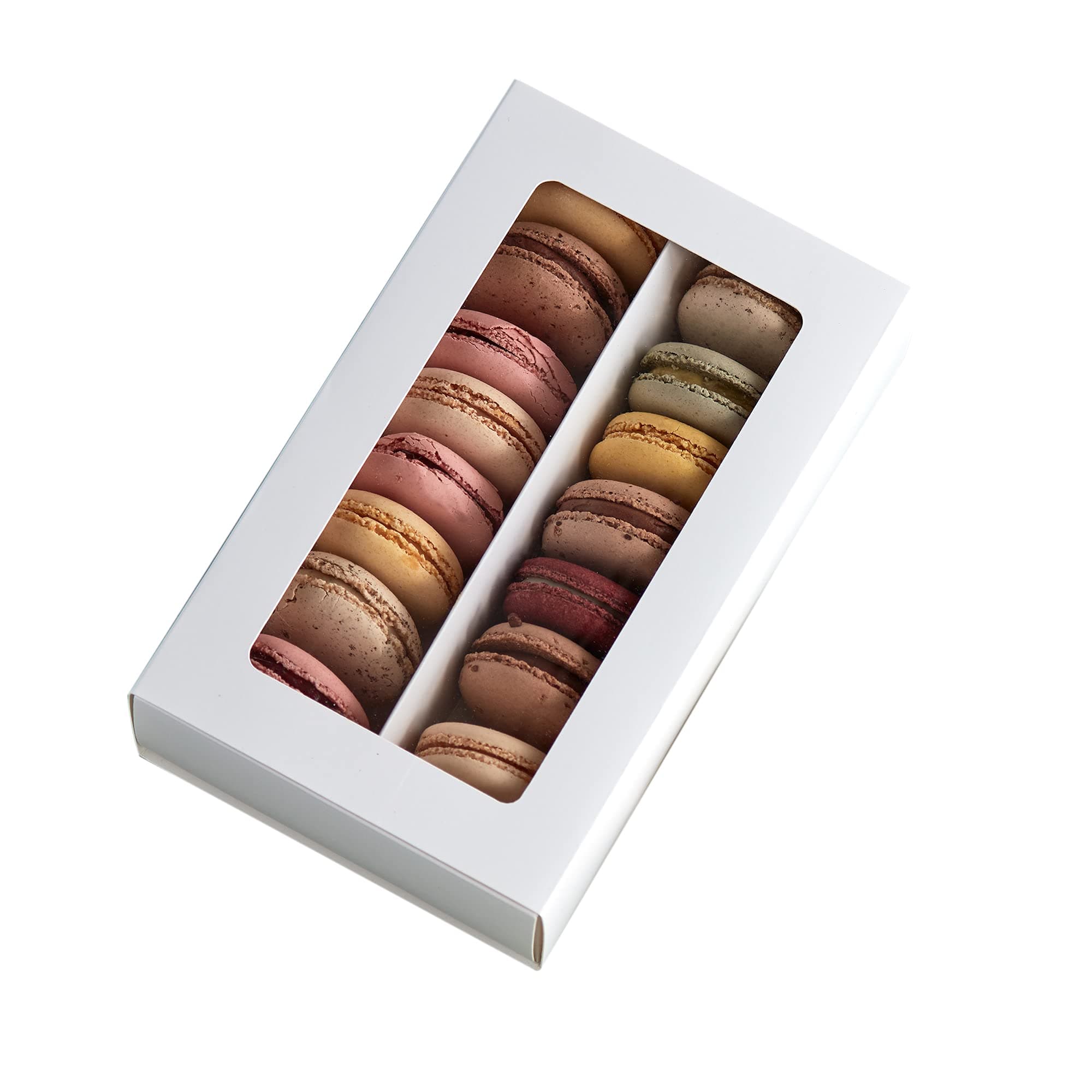 Macaron Boxes for 12 to 14 White with Clear Display Window [15 pieces] Macarons Container or Packaging Box Kit for Chocolate Truffles Cake Pops Desserts Mini Cupcakes Cookies or Muffins