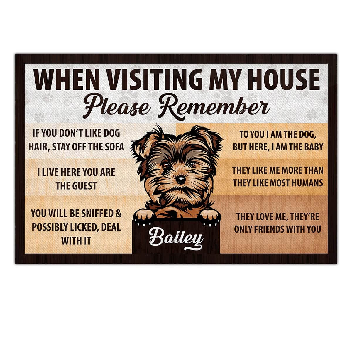 When Visiting My House Please Remember Yorkie Doormat Rules for Dog Lovers Welcome Mats 16x24 Inches for Front Door Outdoor Indoor Entry Housewarming Presents