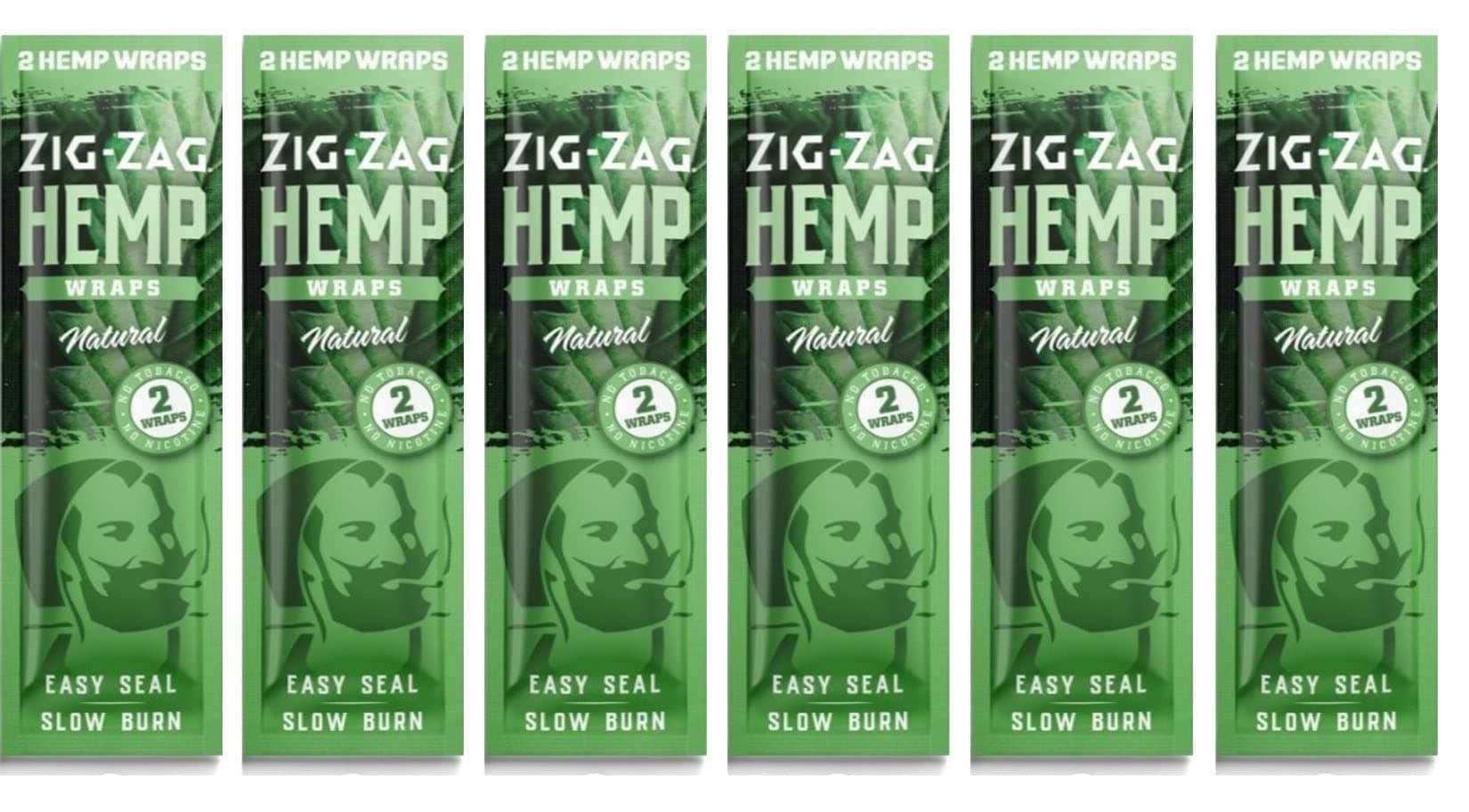 Hemp Wraps 6-Pack - Natural (2 Wraps per Pack) 100% Natural Hemp, Slow-Burning Rolling Paper