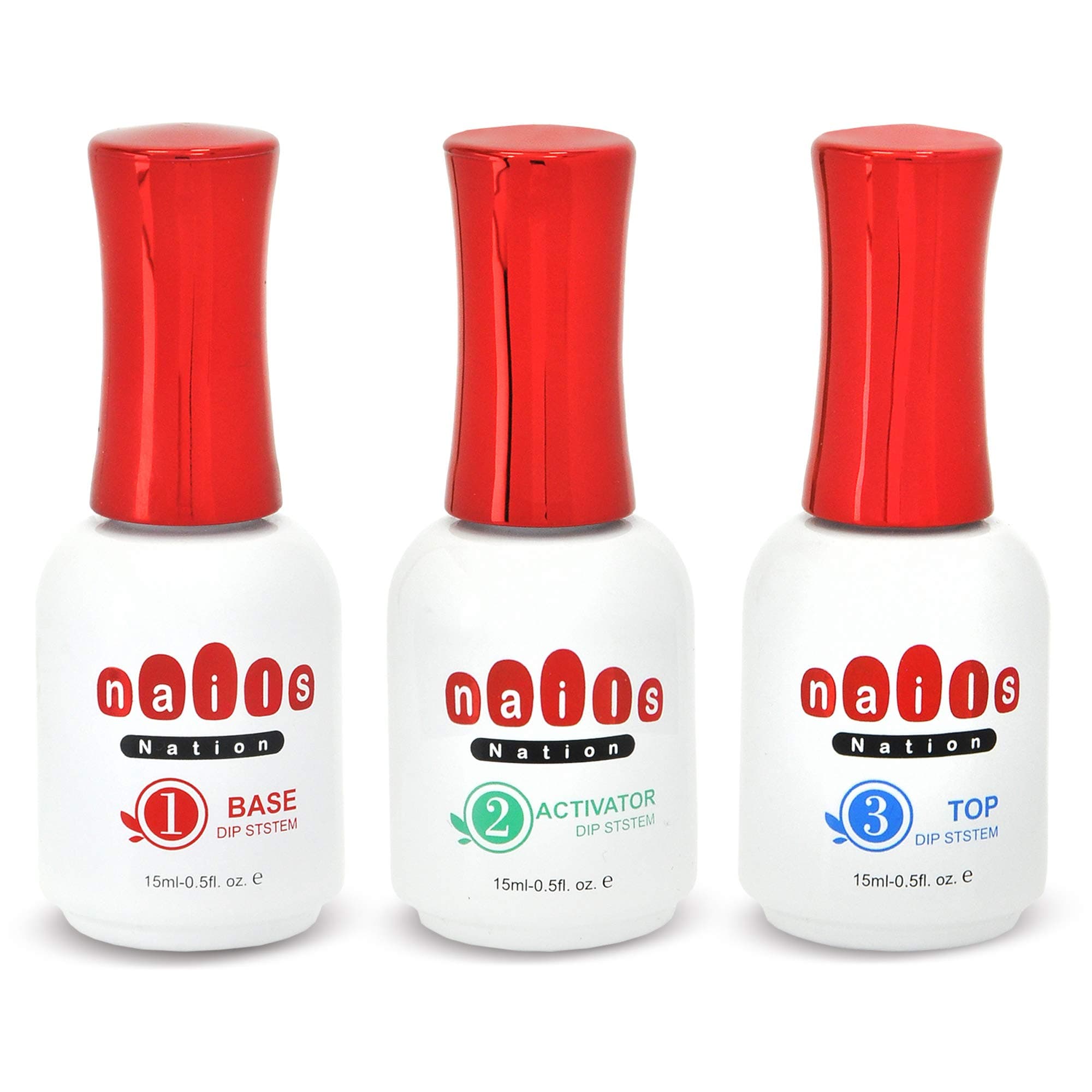 Dip Powder Base Activator and Top Coat Liquid Set for 21 Days of Vibrant Nails - No UV or LED Needed - Nail Dip Powder Liquids Set 15 ml - Cruelty-Free Formula