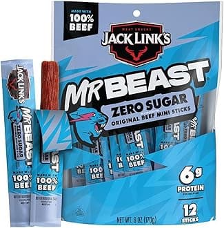 Jack Link's Mini 100% Beef Sticks, Original Zero Sugar – 6g of Protein Snacks...