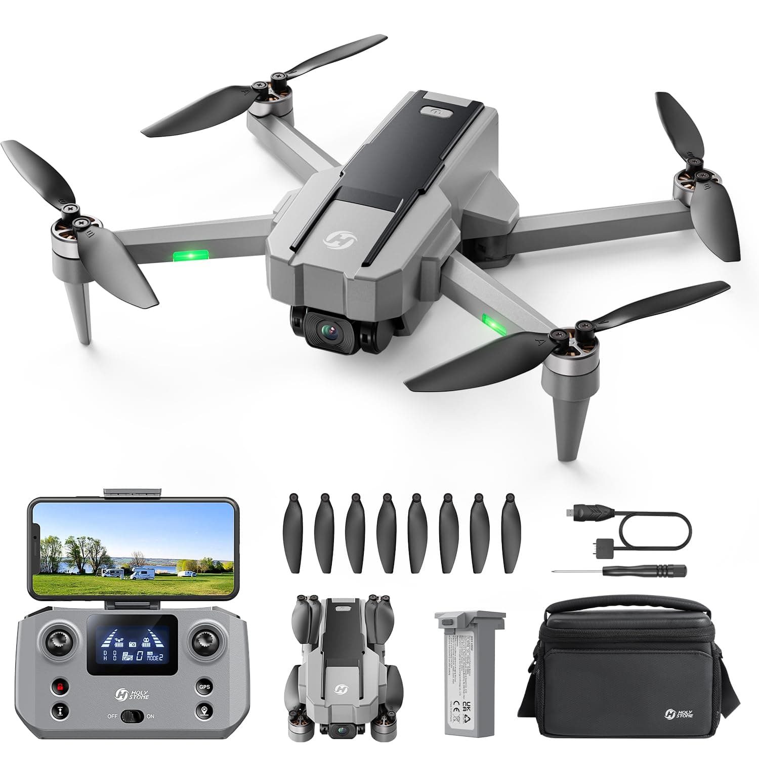 Holy Stone HS440G Drones for Adults with Camera 4K, Foldable GPS Drone with 23Mins Flight Time, Auto Return, Follow Me, Waypoints, 5G Transmission, Under 249g Easy for Beginners
