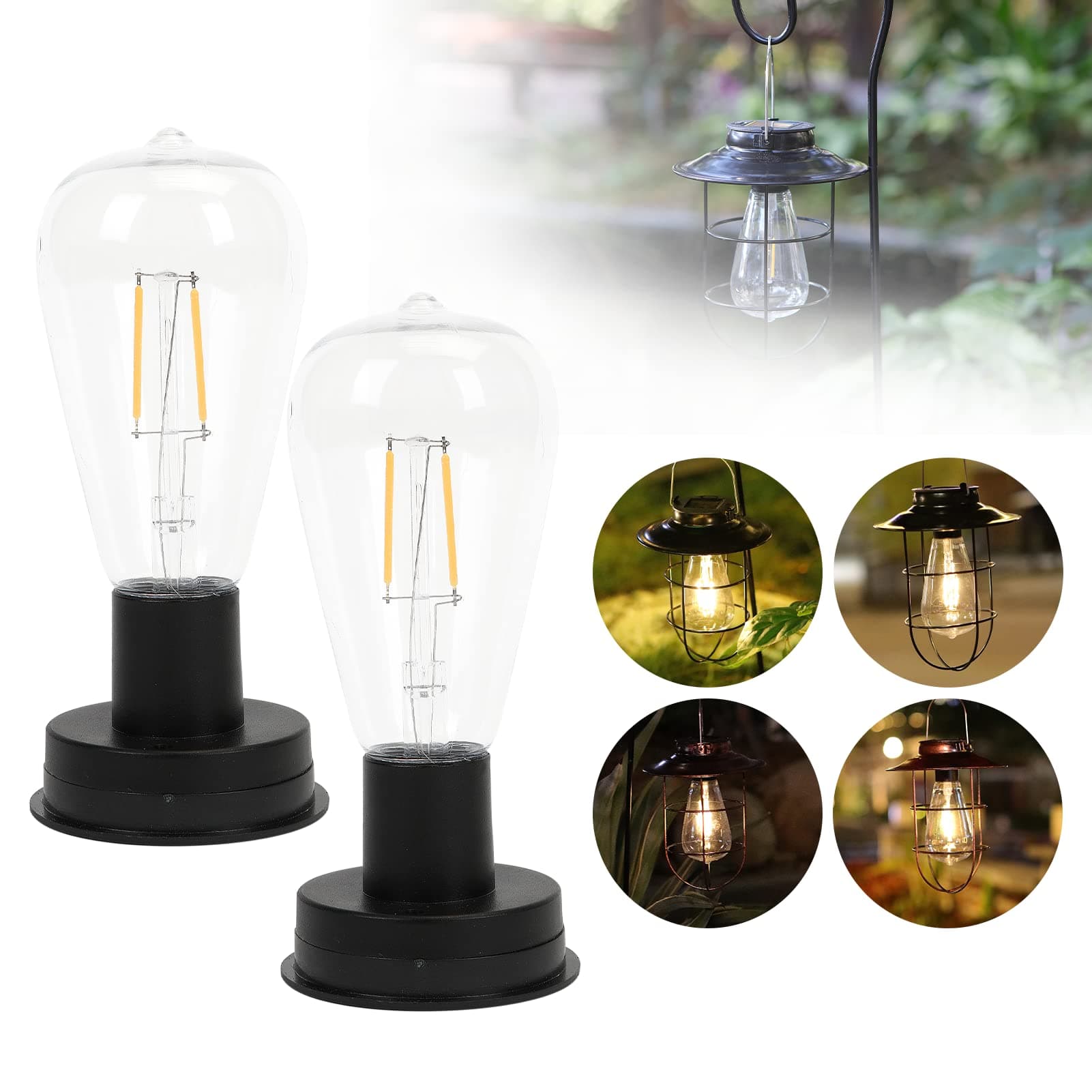 Replacement Solar Light Parts Top with Bulb for Solar Lantern Light (2.68 * 2 Pack)