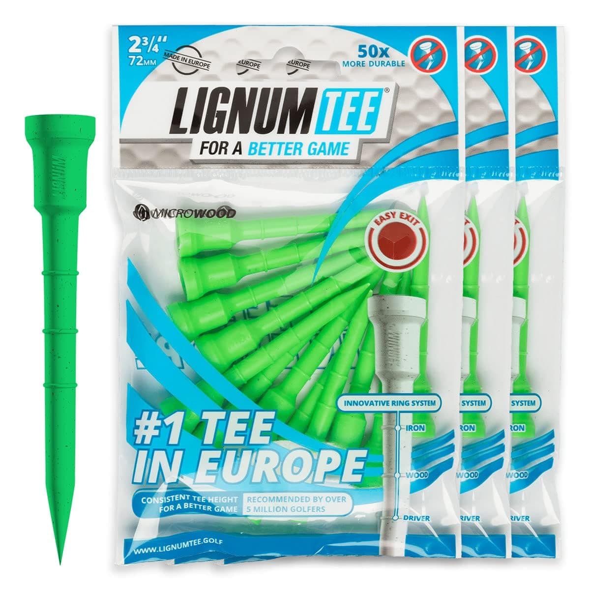 LIGNUMUnbreakable Microwood Golf Tees 50x More Durable/Adjustable Golf Tee/Innovative Wood Fiber and Natural Adhesives/Golf Tee, Golf Tees, Tees Golf, Golf Ball Tees/Pack of 3