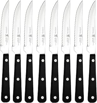 Razor-Sharp Steak Knife Set of 8, German Engineered Informed by 100+ Years of Mastery,Black