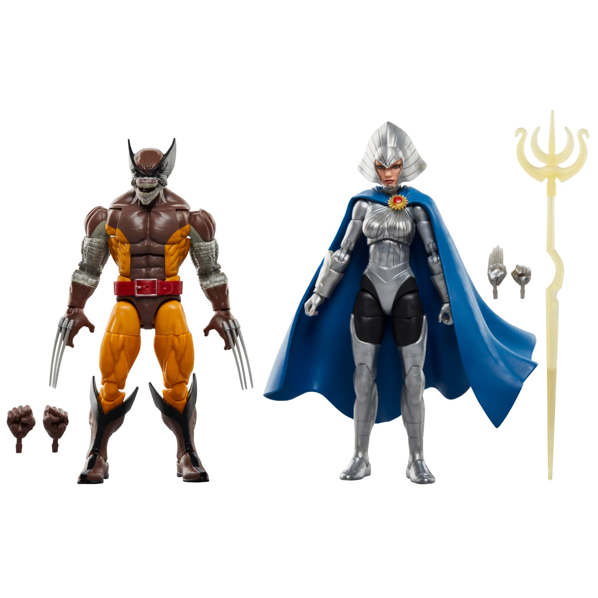 Marvel Hasbro Legends Series Wolverine and Lilandra Neramani 2 Pack 6" Adult Collectible Figures 50th Anniversary Comic Book, Blue, Yellow, White, Gold