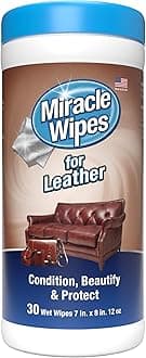 MiracleWipes for Leather Cleaning & Conditioning, Vehicle, Furniture, Shoes, Jacket, Interior, Upholstery, Cleans, Protects, and Moisturizes Leather, Prevent Fading and Cracking - 30 Count