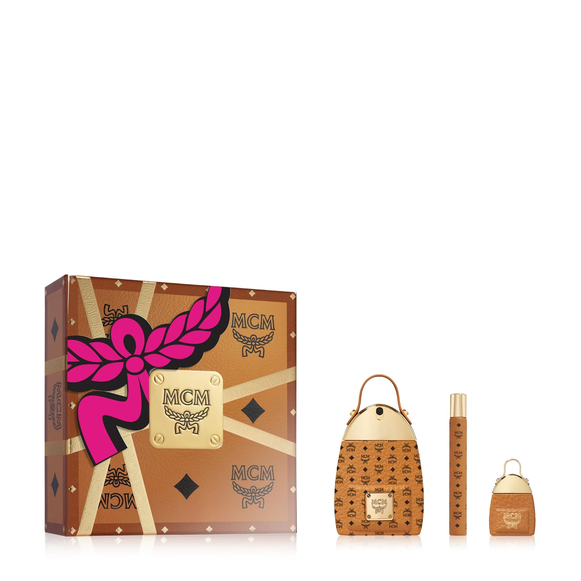 MCM Eau de Parfum 3 Piece Gift Set - Perfume Spray 2.5 Fl. Oz., Travel Spray 0.34 Fl. Oz., and Mini Spray 0.23 Fl. Oz. (Packaging May Vary - New Look. Same Product.)