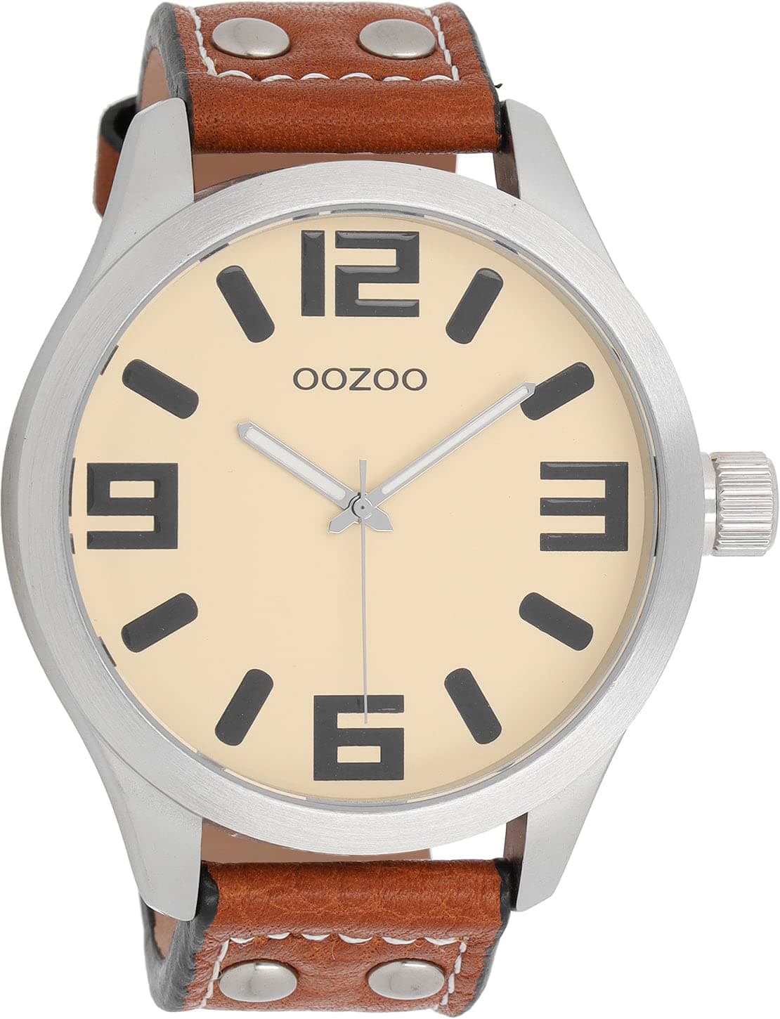OozooC1002 - Men's Watch, Leather Strap, Strip