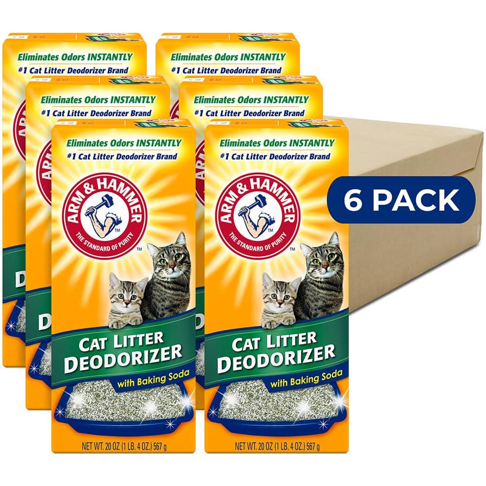 ARM & HAMMER CAT Litter Deodorizer Odor Eliminator with Baking soda, 20OZ. 6 Pack