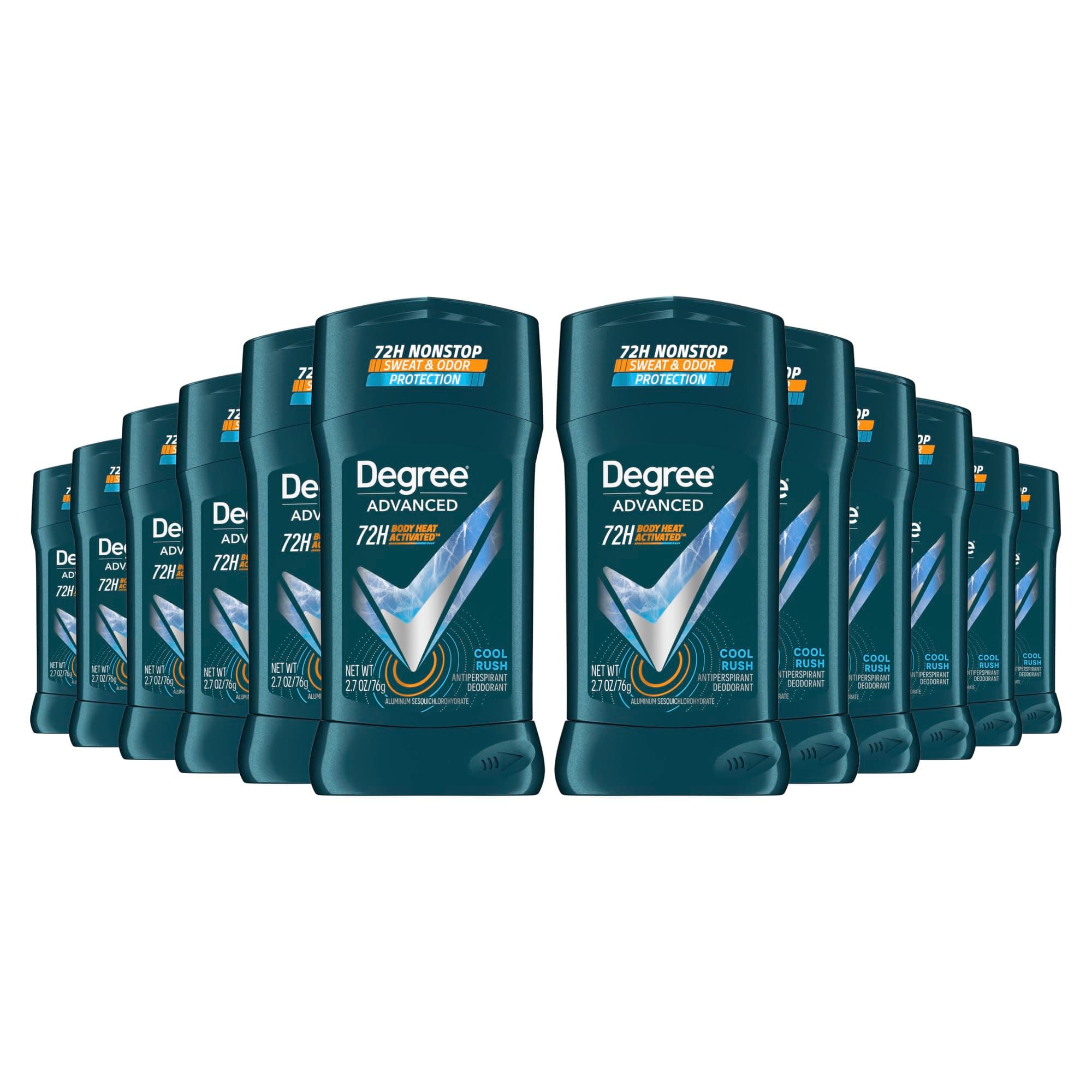 Men Advanced Protection Antiperspirant Deodorant Cool Rush, Pack of 12, 72-Hour Sweat and Odor Protection Antiperspirant For Men With MotionSense Technology 2.7 oz