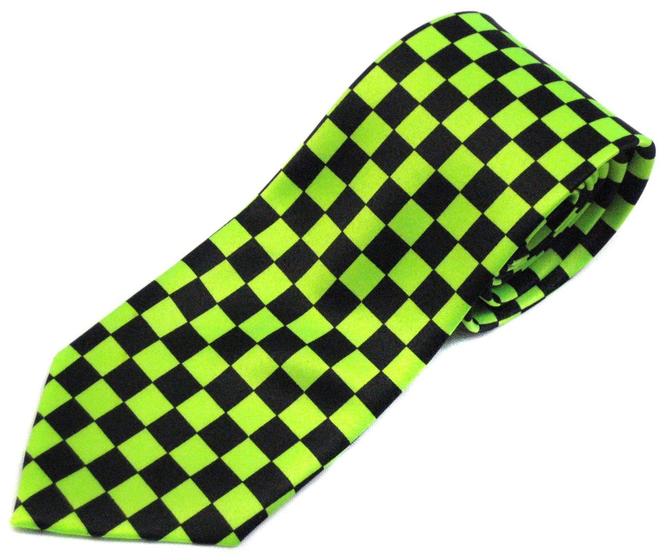 Punk Checkeres Pattern Tie Black/Green