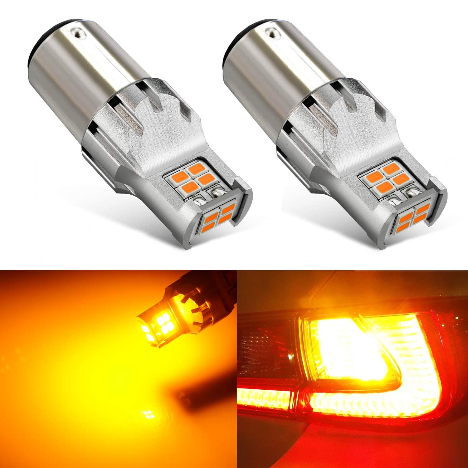 JDM ASTAR High Performance Super Bright 1:1 Design 3020 Chips 1157 2057 7508 Amber LED Bulbs