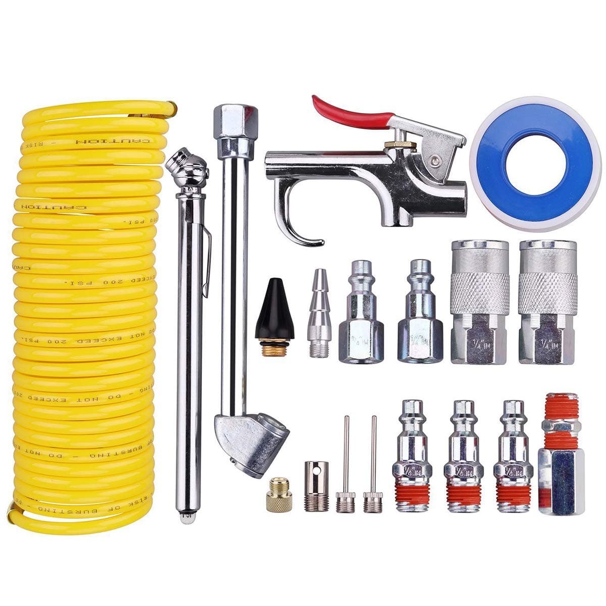 20 PCS Air Compressor Accessory Kit, Dust Removing Blow Gun with Air Compressor Tool and Nozzle Accessories Kit, Improving Efficiency, for Automotive Repairing, Maintenance