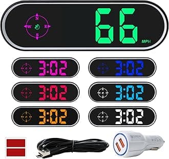 GPS Digital Speedometer for Car MPH, Universal HUD Speed Meter with LED Large Font & USB Cable, Plug and Play for Truck Motor SUV Golf Cart All Vehicles (Contain Car Charger Adapter)