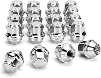 M12x1.5 One Piece Stock Lug Nuts for 2001-2025 Ford Escape, 20pcs 12x1.5 Chrome Lugnuts for Factory Wheels Compatible with 2012-2020 Fusion 2009-2018 Focus, Large Acorn Seat Wheel Nuts Replace 6113031