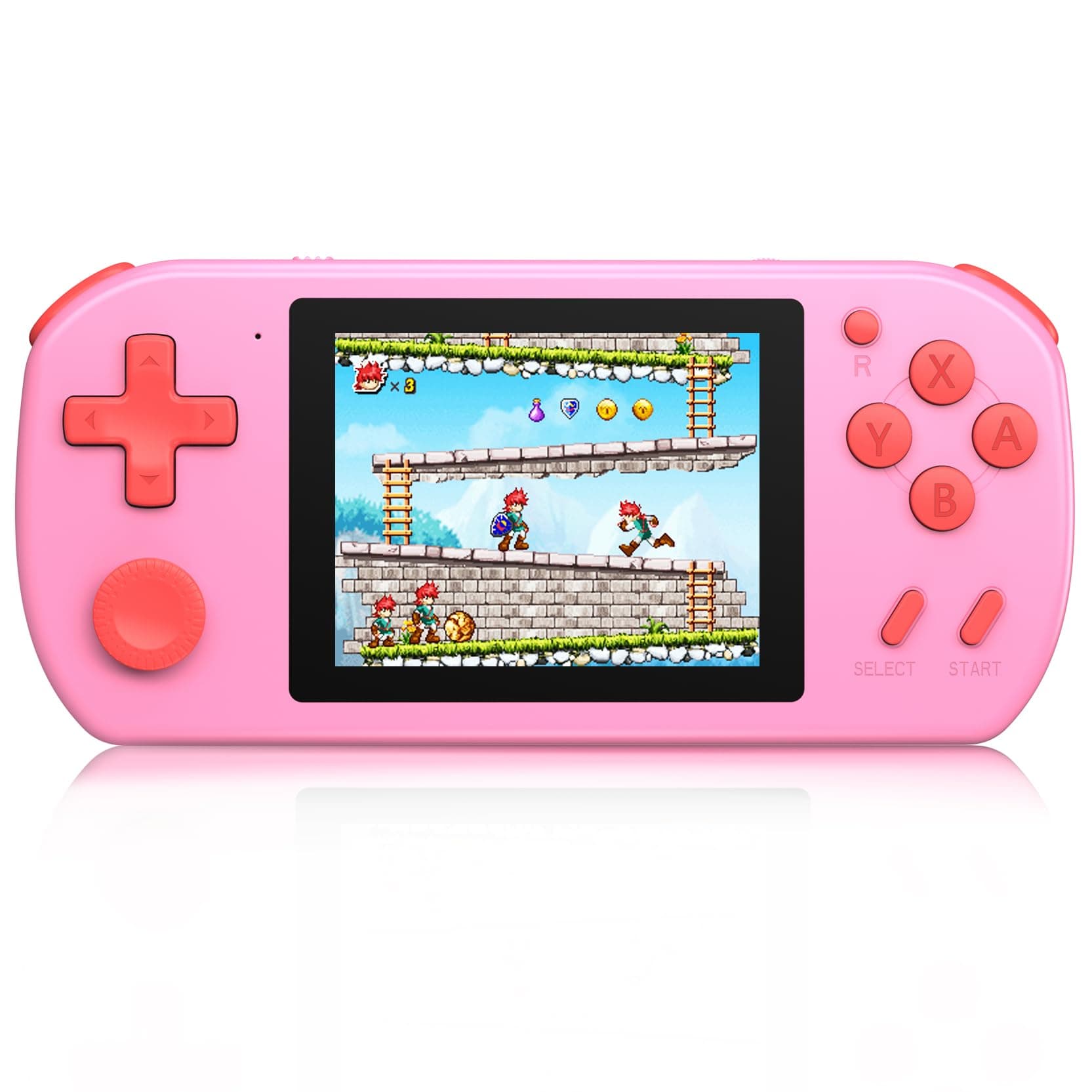 Beico Handheld Retro Arcade Gaming Console with 268 Classic Games, 3.0'' Color Screen, Rechargeable, Pink